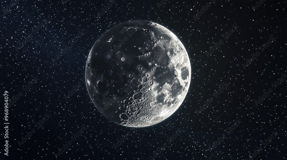 Panoramic image of the moon in a crescent phase, with its surface details sharply defined against a starry background. No people. No logo. Panoramic image of the moon in a crescent phase, with its surface details sharply defined against a starry background. No people. No logo.