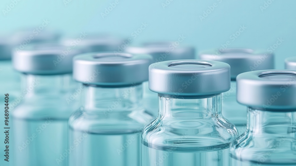 Row of glass vials in a laboratory setting, glass, vials, row, science, laboratory, arrangement,containers, medical Row of glass vials in a laboratory setting, glass, vials, row, science, laboratory, arrangement,containers, medical