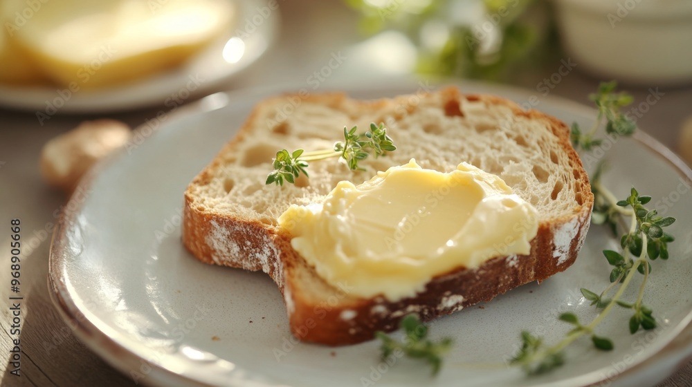Organic Butter Spread on Toast - Natural Breakfast Delight for Healthy Eating Organic Butter Spread on Toast - Natural Breakfast Delight for Healthy Eating