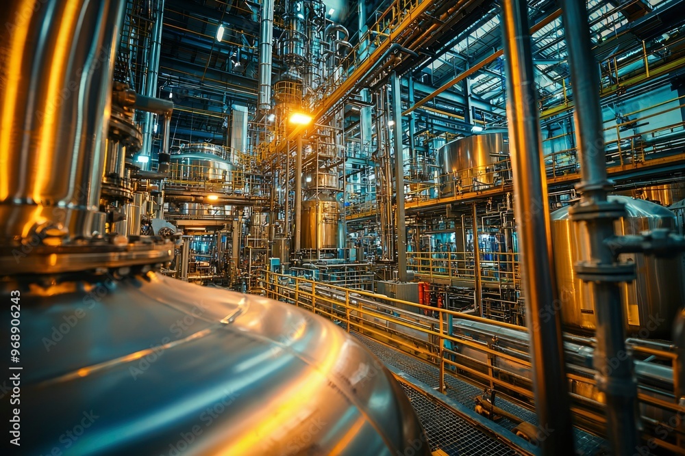 Industrial Facility with Large Metal Tanks and Piping Industrial Facility with Large Metal Tanks and Piping