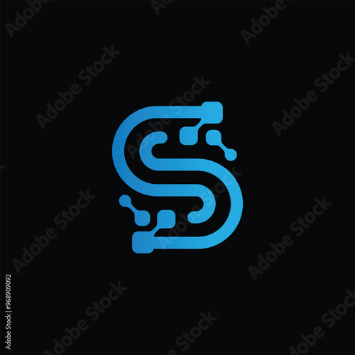 Letter S Tech Logo Design illustration. S Tech Digital Logo Design template