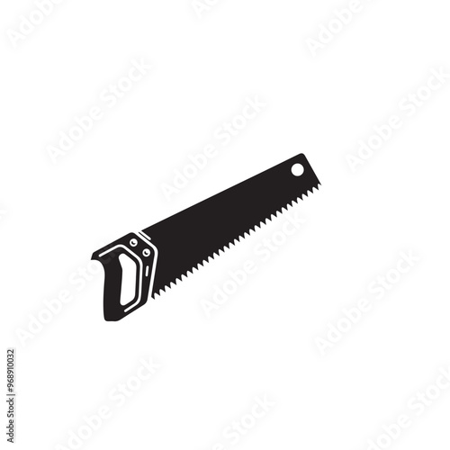 Hand saw silhouette. Hand saw logo, icon vector design black and white.
