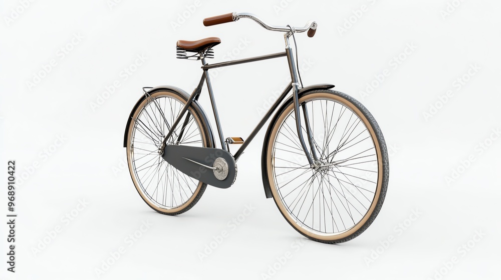 Fototapeta premium A vintage bicycle isolated on a white background.