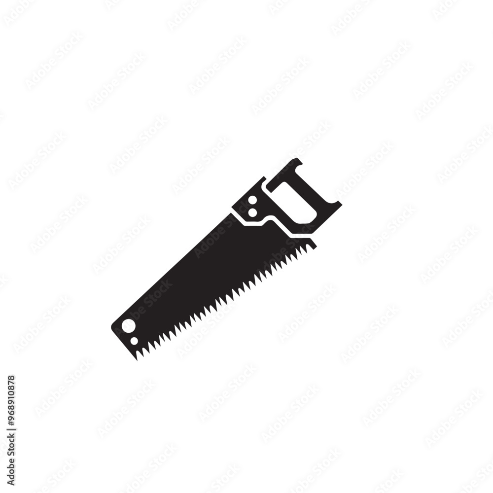Hand saw silhouette. Hand saw logo, icon vector design black and white. Hand saw silhouette. Hand saw logo, icon vector design black and white.