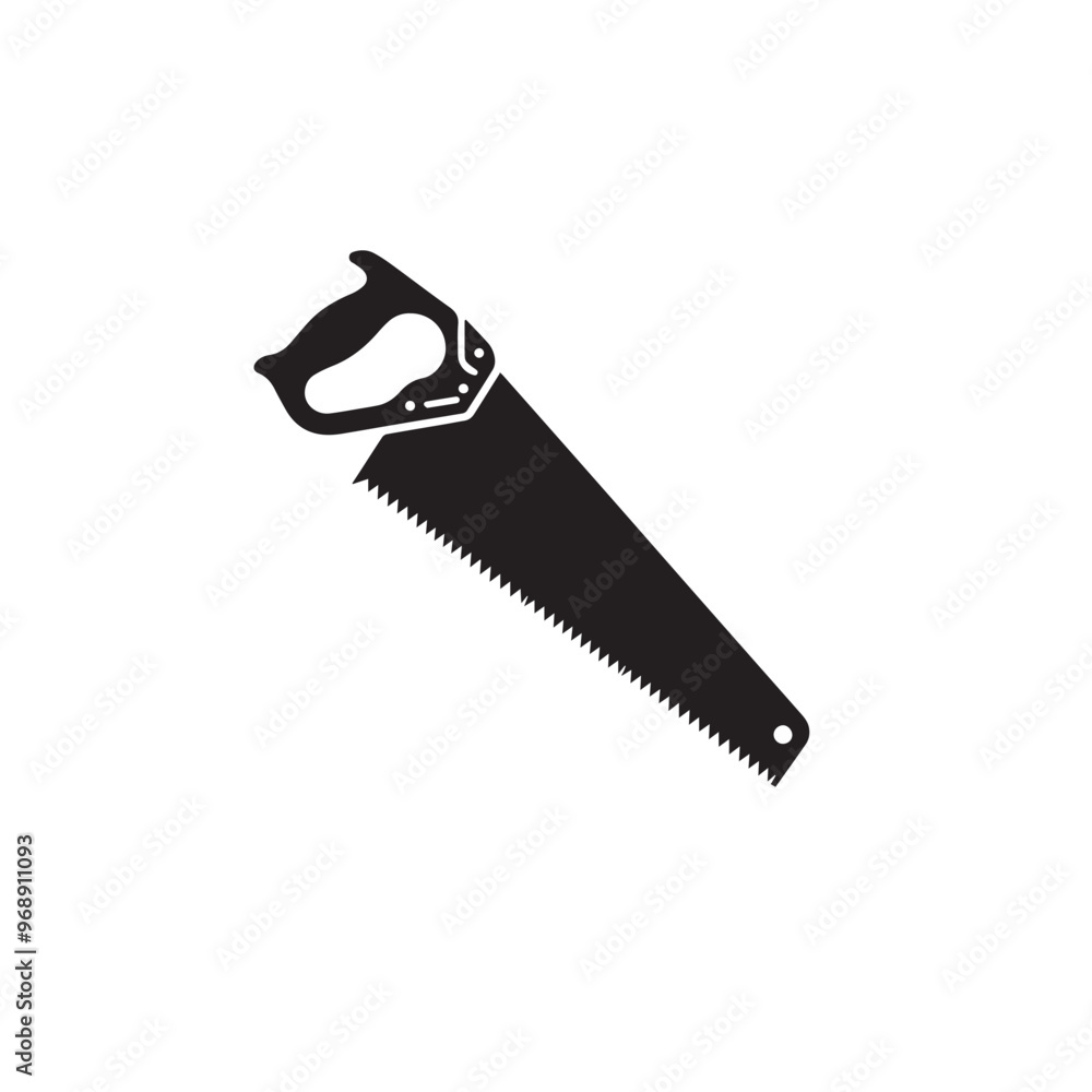 Hand saw silhouette. Hand saw logo, icon vector design black and white. Hand saw silhouette. Hand saw logo, icon vector design black and white.