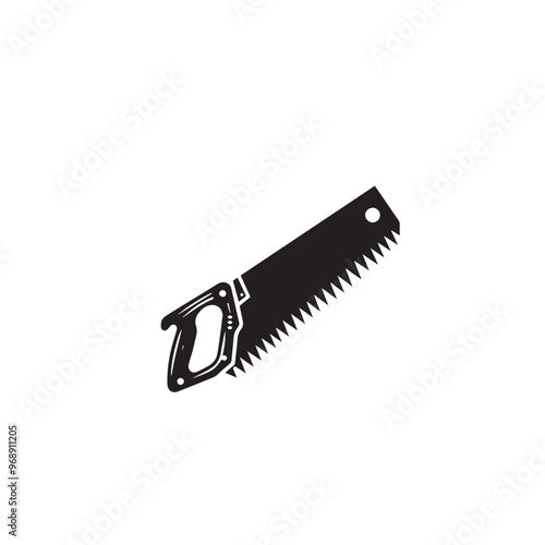 Hand saw silhouette. Hand saw logo, icon vector design black and white.
