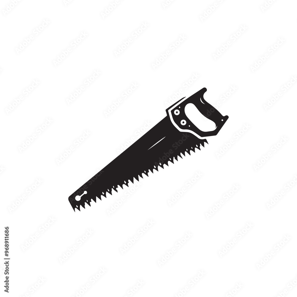 Hand saw silhouette. Hand saw logo, icon vector design black and white. Hand saw silhouette. Hand saw logo, icon vector design black and white.