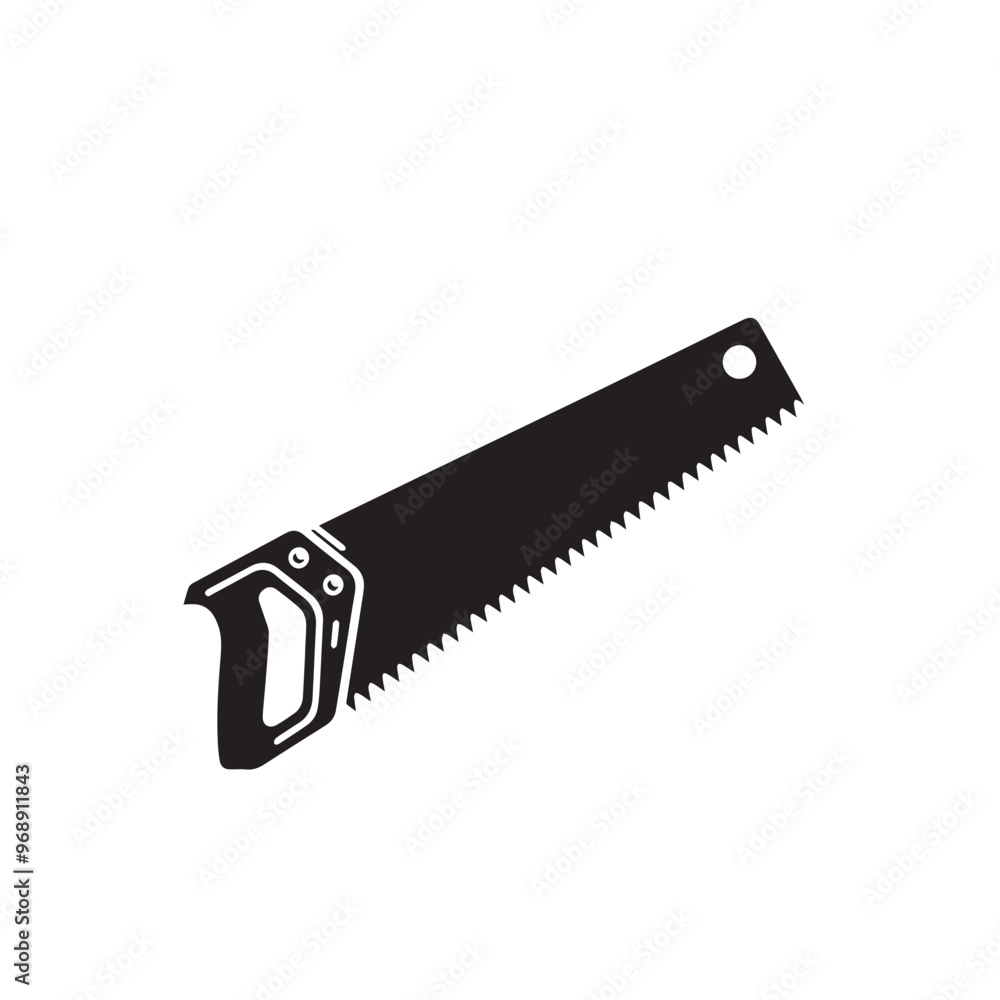 Hand saw silhouette. Hand saw logo, icon vector design black and white. Hand saw silhouette. Hand saw logo, icon vector design black and white.