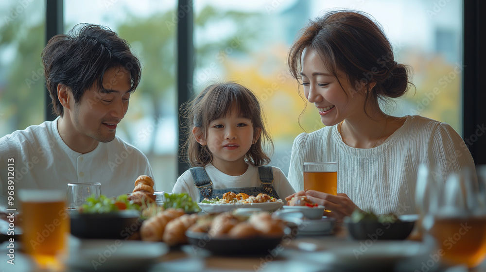 食事をする家族 食事をする家族