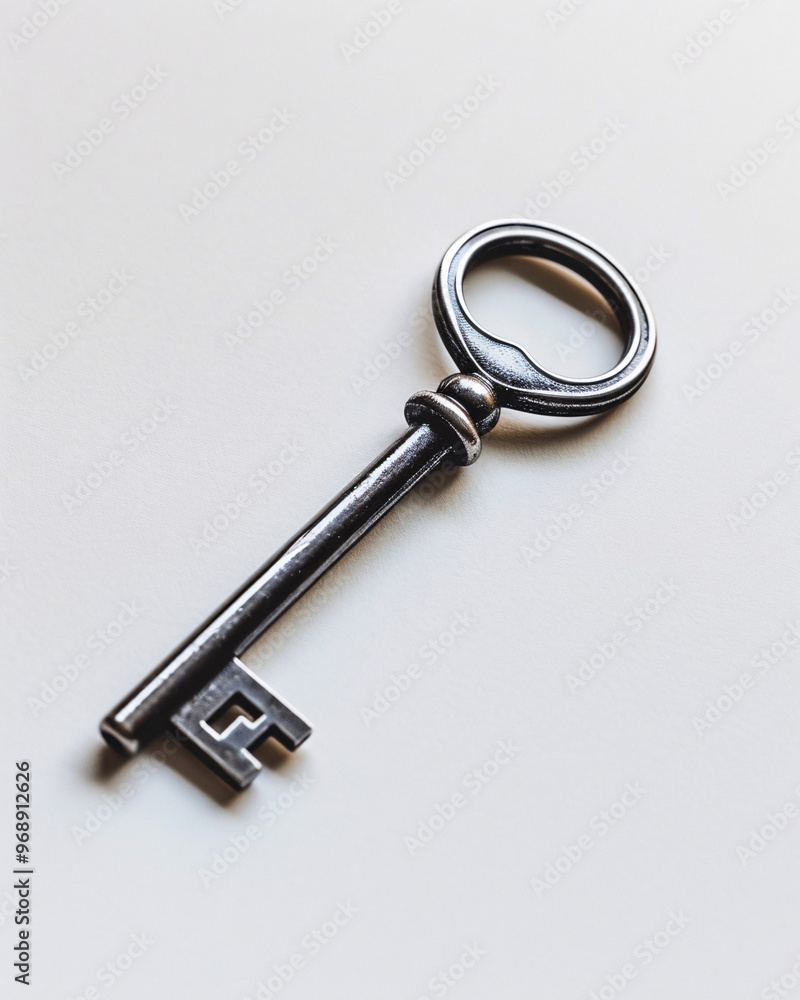 metal key on white background metal key on white background