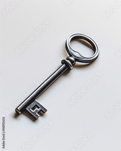 metal key on white background