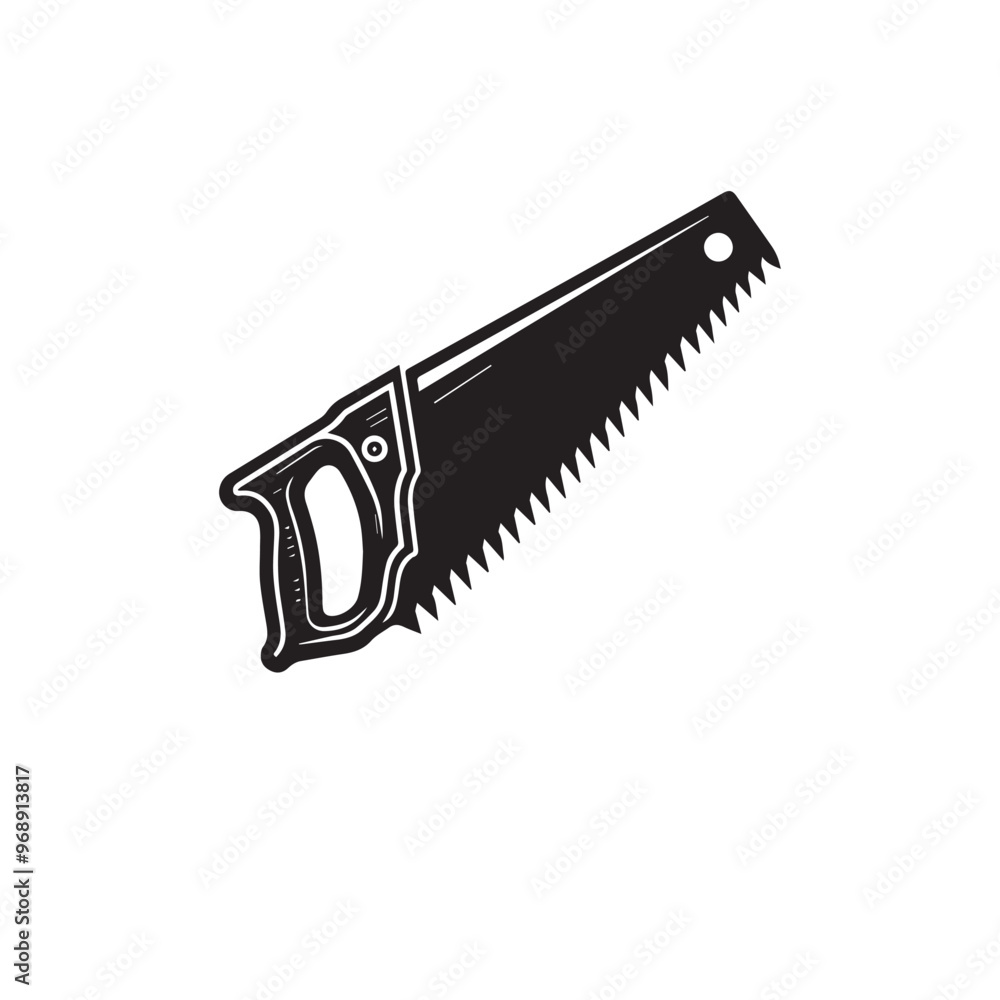 Hand saw silhouette. Hand saw logo, icon vector design black and white. Hand saw silhouette. Hand saw logo, icon vector design black and white.