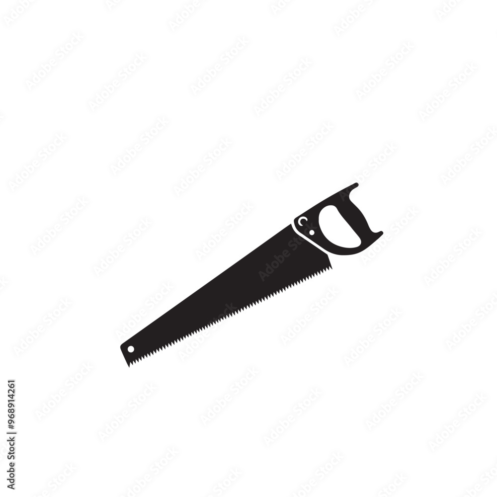 Hand saw silhouette. Hand saw logo, icon vector design black and white. Hand saw silhouette. Hand saw logo, icon vector design black and white.