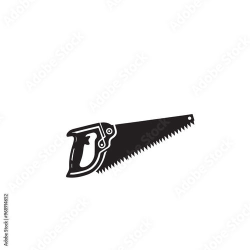 Hand saw silhouette. Hand saw logo, icon vector design black and white.