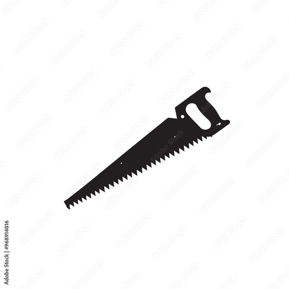 Hand saw silhouette. Hand saw logo, icon vector design black and white. Hand saw silhouette. Hand saw logo, icon vector design black and white.