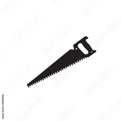 Hand saw silhouette. Hand saw logo, icon vector design black and white.
