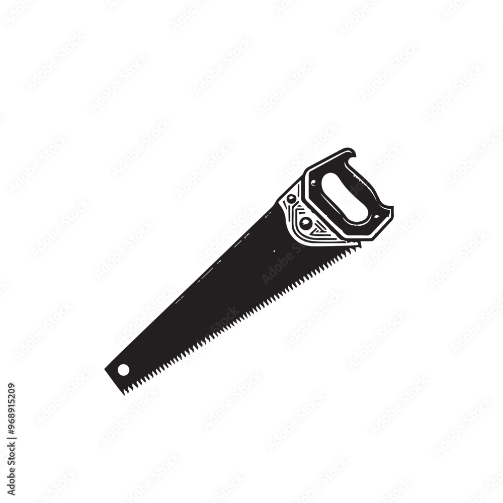 Hand saw silhouette. Hand saw logo, icon vector design black and white. Hand saw silhouette. Hand saw logo, icon vector design black and white.