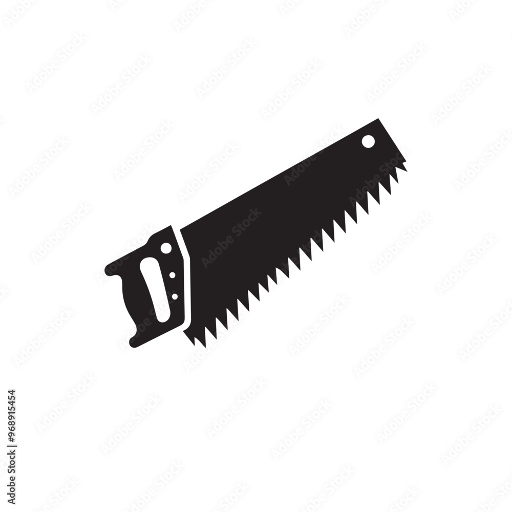 Hand saw silhouette. Hand saw logo, icon vector design black and white. Hand saw silhouette. Hand saw logo, icon vector design black and white.