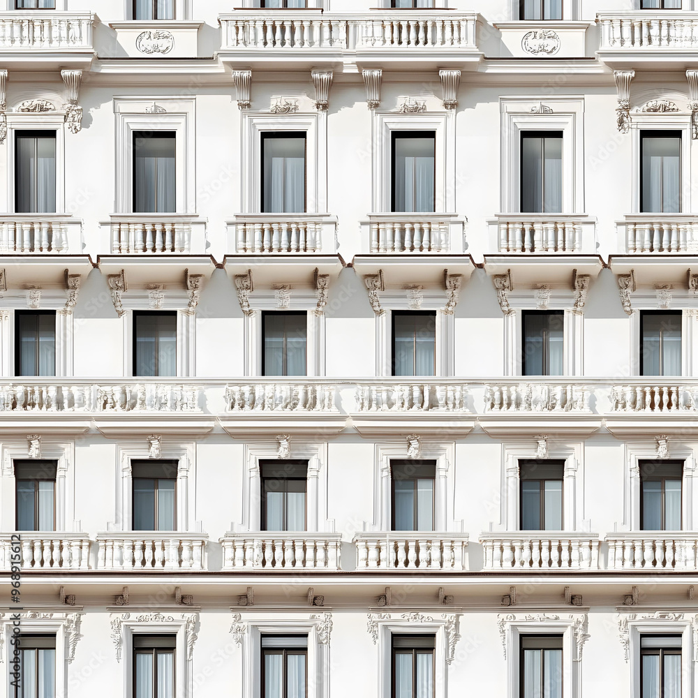 Obraz premium seamless decorated building ornament facade texture tile beutiful italian urban city house windows for surface mapping architecture game design 2d flat 