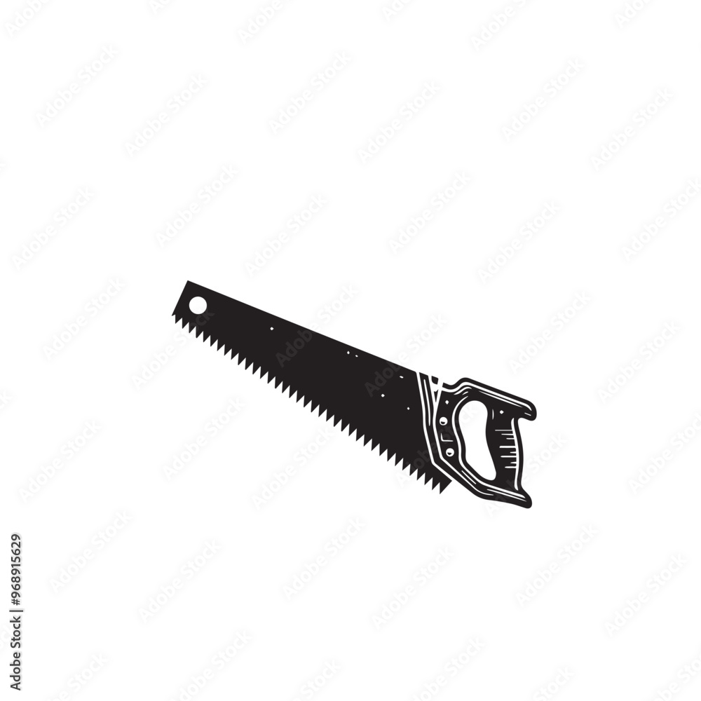 Hand saw silhouette. Hand saw logo, icon vector design black and white. Hand saw silhouette. Hand saw logo, icon vector design black and white.