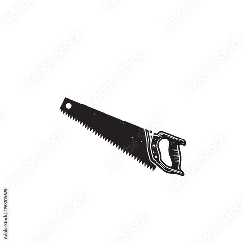 Hand saw silhouette. Hand saw logo, icon vector design black and white.