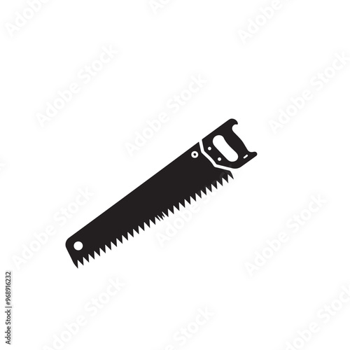 Hand saw silhouette. Hand saw logo, icon vector design black and white.
