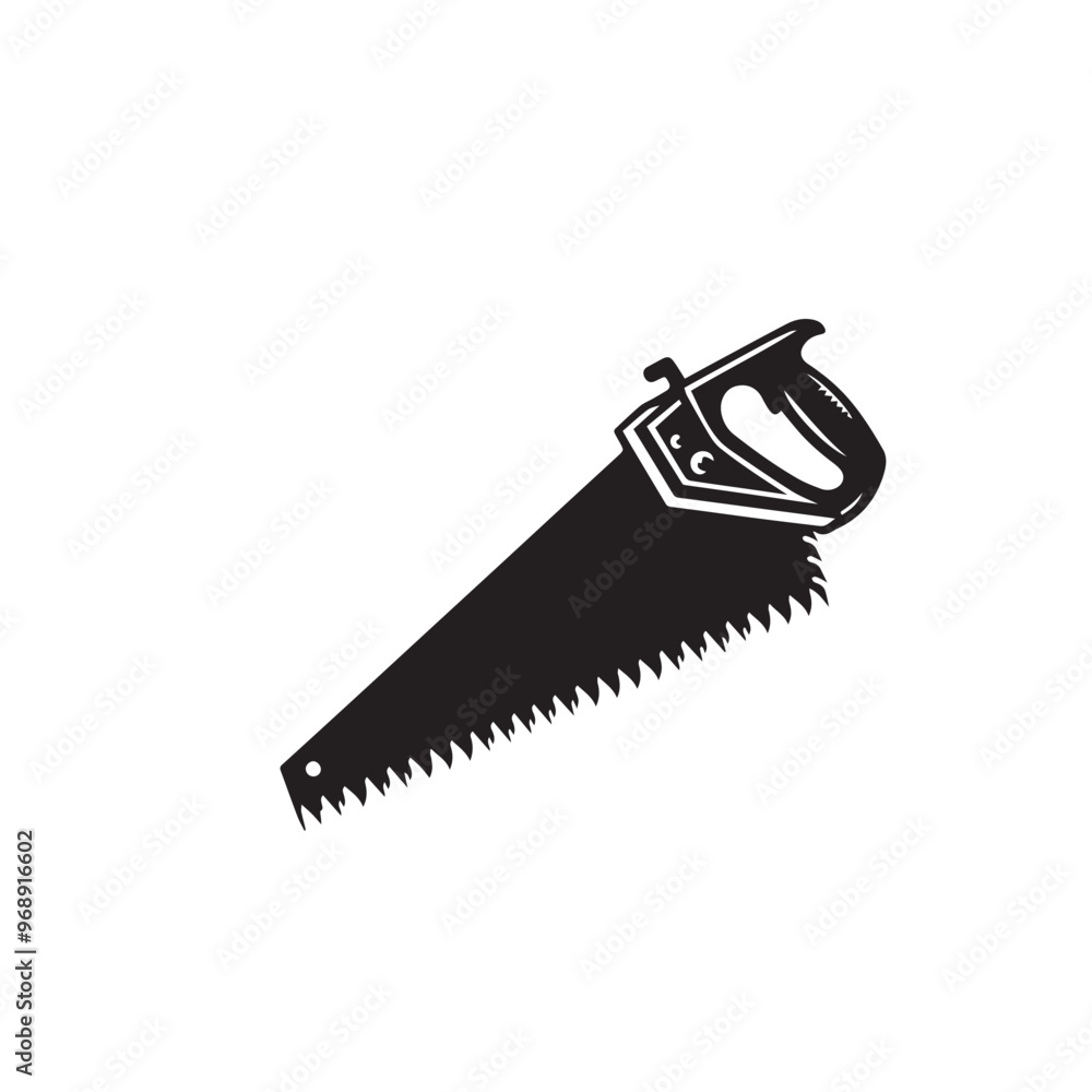 Hand saw silhouette. Hand saw logo, icon vector design black and white. Hand saw silhouette. Hand saw logo, icon vector design black and white.