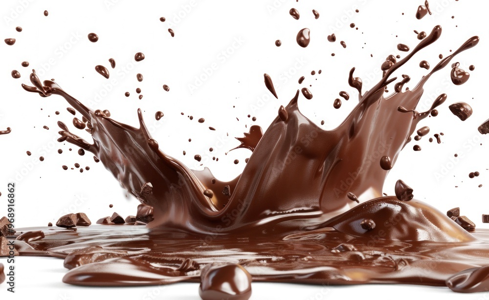 Fototapeta premium 3D rendering of chocolate splash isolated on white background