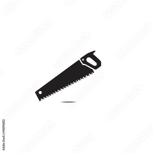 Hand saw silhouette. Hand saw logo, icon vector design black and white.