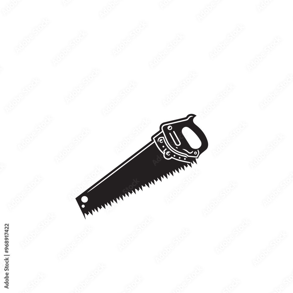 Hand saw silhouette. Hand saw logo, icon vector design black and white. Hand saw silhouette. Hand saw logo, icon vector design black and white.