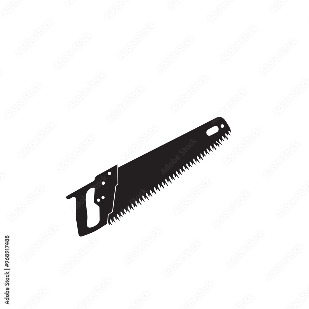 Hand saw silhouette. Hand saw logo, icon vector design black and white. Hand saw silhouette. Hand saw logo, icon vector design black and white.