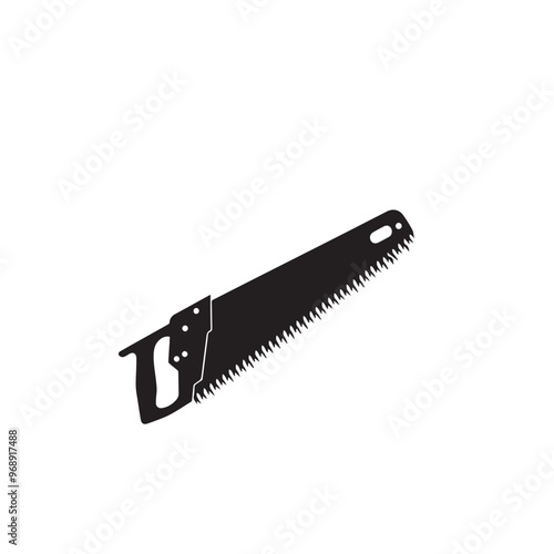 Hand saw silhouette. Hand saw logo, icon vector design black and white.