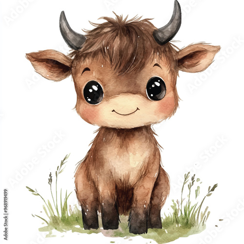 anoa watercolor clipart illustration isolated