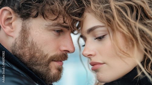 Wallpaper Mural Close-up portrait of two individuals side by side with their faces blurred out, focusing on their hair and attire, creating an intriguing and mysterious visual representation. Torontodigital.ca