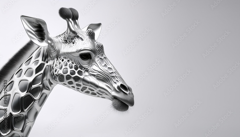 Obraz premium Abstract Silver Giraffe Design on a Clean White Background