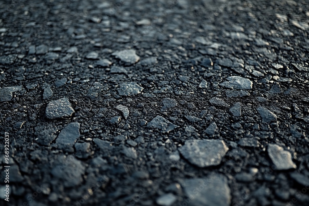 A rough gritty asphalt surface with small stones and tire marks A rough gritty asphalt surface with small stones and tire marks