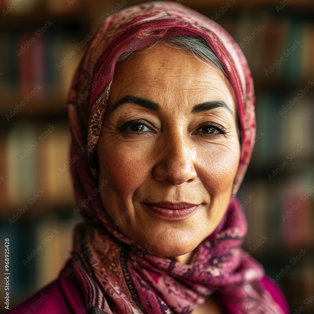Close-up of confident Middle-Eastern businesswoman in office setting Close-up of confident Middle-Eastern businesswoman in office setting
