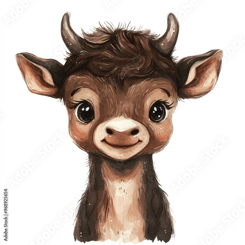 anoa watercolor clipart illustration isolated