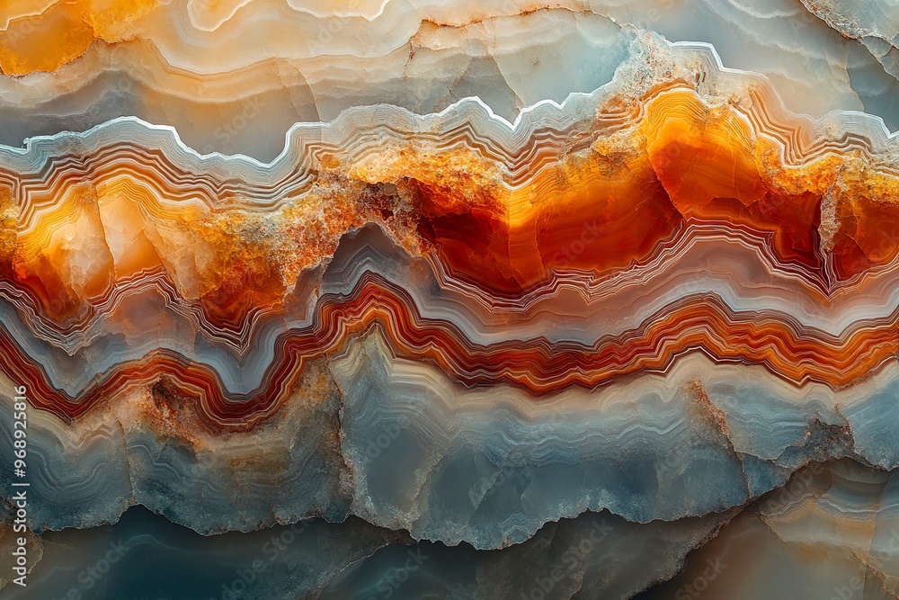 A smooth polished agate slab with colorful bands and a glossy finish A smooth polished agate slab with colorful bands and a glossy finish