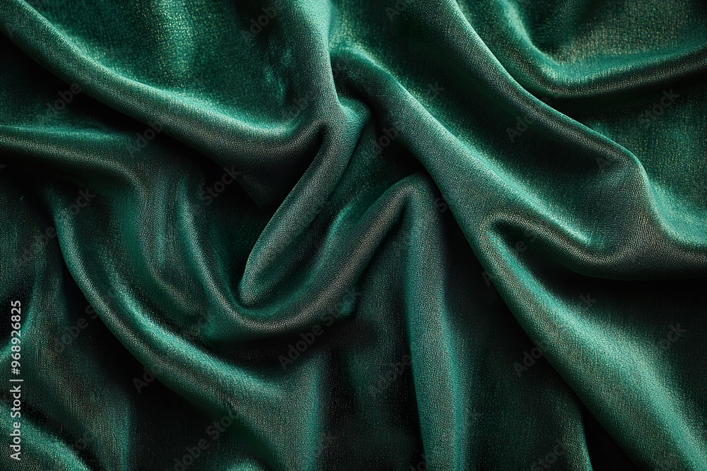 Fototapeta premium A soft plush velvet fabric in deep emerald green with light reflecting off its texture