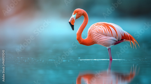 A graceful flamingo standin...