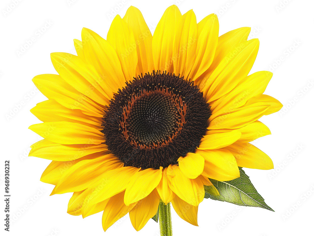Fototapeta premium Single sunflower isolated on transparent background