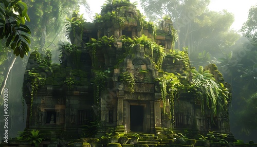 An ancient jungle with plants