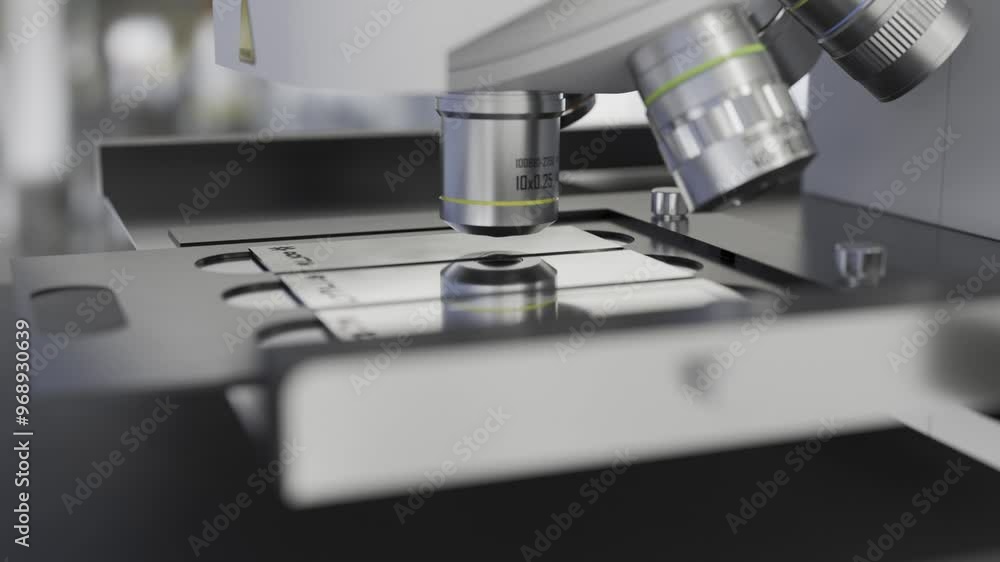 Automated microscope in laboratory analysing slides Automated microscope in laboratory analysing slides