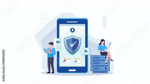 Animation video 2d clip 4k Data Security concept.