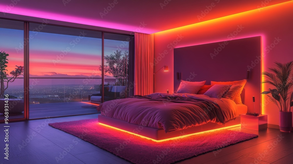 AI-Enhanced Smart Homes with Automated Sleep Systems: A bedroom where AI optimizes temperature, lighting, and sound to improve sleep quality. AI-Enhanced Smart Homes with Automated Sleep Systems: A bedroom where AI optimizes temperature, lighting, and sound to improve sleep quality.