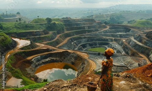 Pit copper mine near Lumumbashi in Shaba region of southern Congo photo