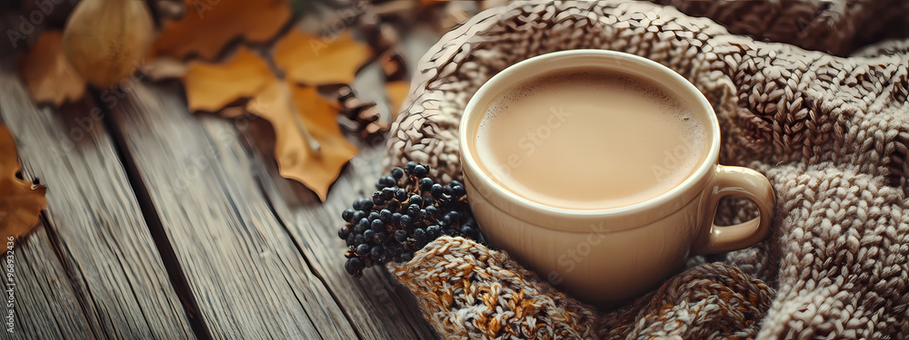 Cozy Coffee Moment with Warm Sweater Cozy Coffee Moment with Warm Sweater