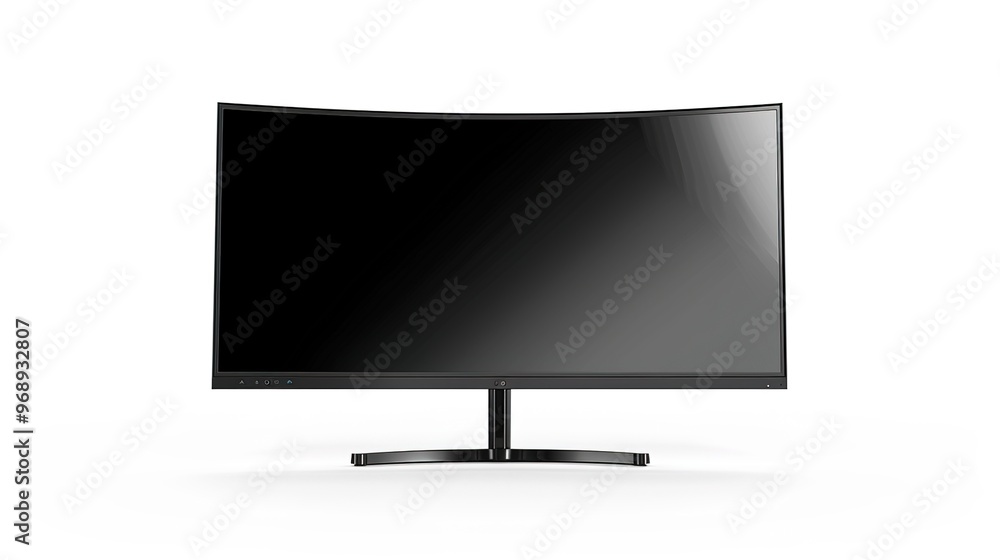 A sleek desktop monitor with detailed edges on a white background. A sleek desktop monitor with detailed edges on a white background.