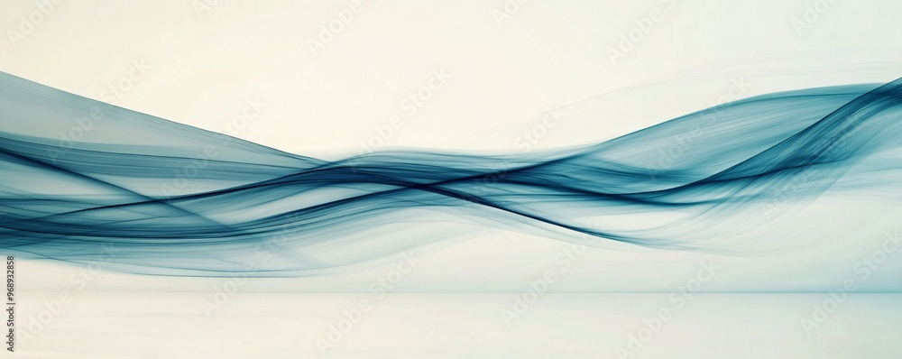 Obraz premium Abstract blue waves create a soothing and tranquil atmosphere in this minimalist artwork.